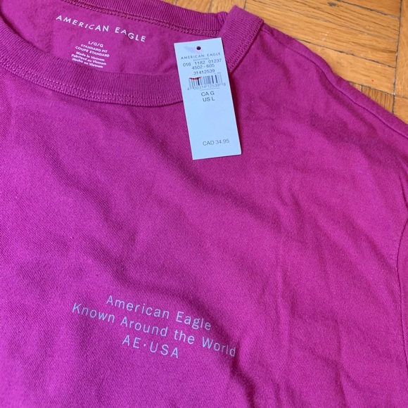 NEW AE AMERICAN EAGLE REFLECTIVE LOGO RETRO STYLE Y2K Longsleeve T Shirt - Picture 4 of 11